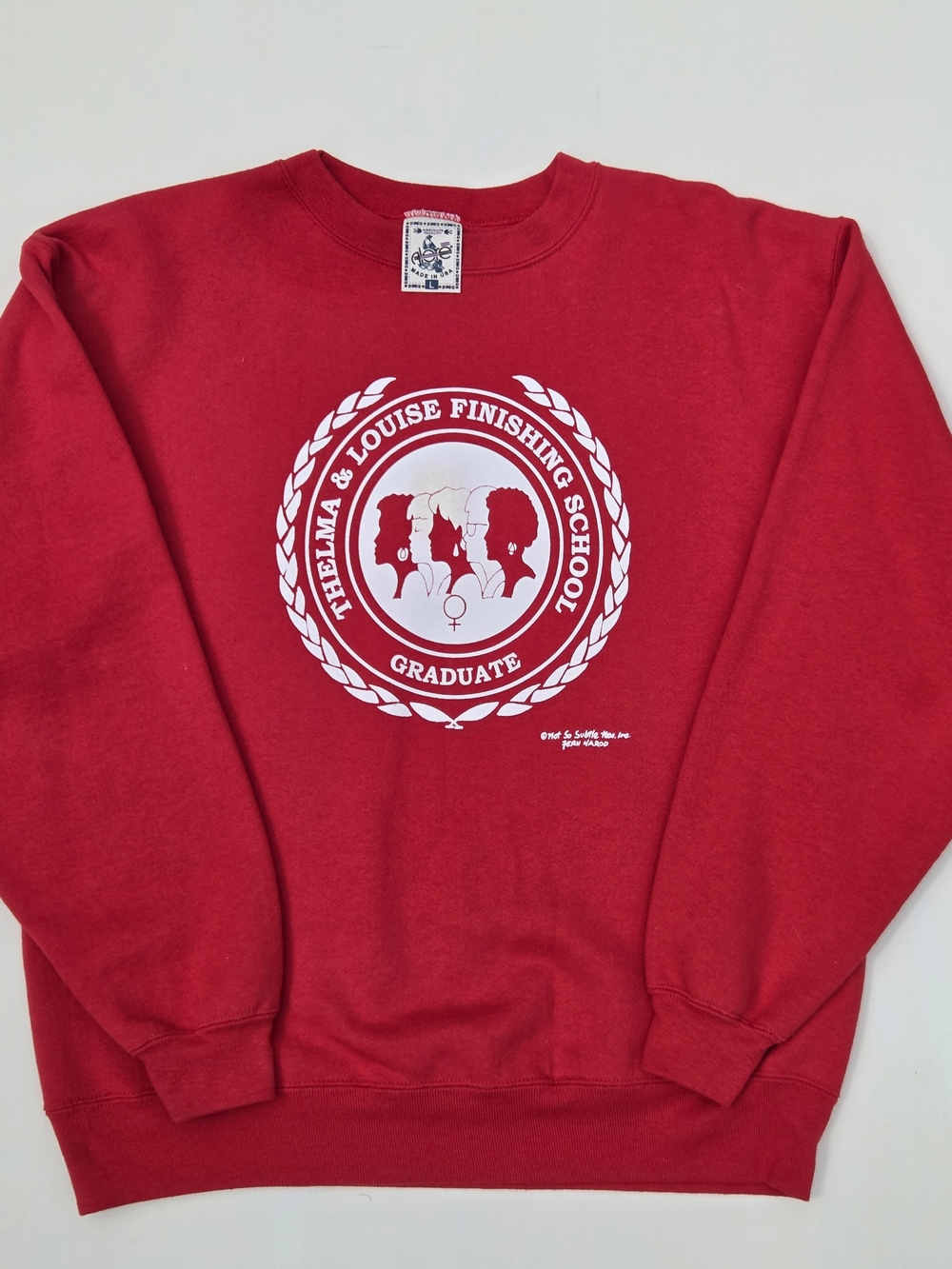 Vintage 1991 Thelma and Louise Finishing School Sweatshirt Large Alore Red 90s
